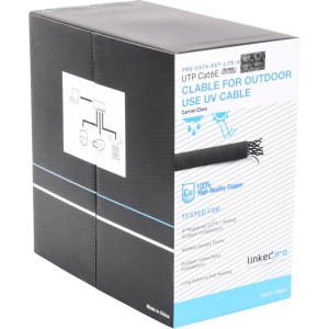 Bobina de Cable 305 Metros (1000 Pies) Cat6, 24 AWG, Climas Extremos, Color Negro, Sin Blindar, para Intemperie