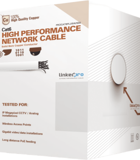 Bobina de Cable de 152 Metros (500 Pies) Cat6+ Calibre 23 Alto Desempeño, Super Flexible, UL, Color Blanco, para Aplicaciones de Video Vigilancia y Redes de Datos