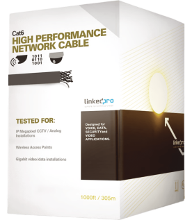 Cable Cat6+ Calibre 23, UTP, Intemperie con Gel Doble Chaqueta, ETL, UL, Color Negro de 305 Metros (1000 Pies), para Climas Extremos