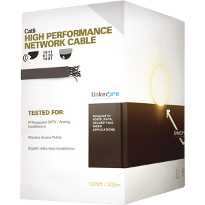 Cable Cat6+ Calibre 23, UTP, Intemperie con Gel Doble Chaqueta, ETL, UL, Color Negro de 305 Metros (1000 Pies), para Climas Extremos