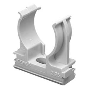 Soporte de presión (Abrazadera), PVC Auto-extinguible, abierto para tubería de 50 mm