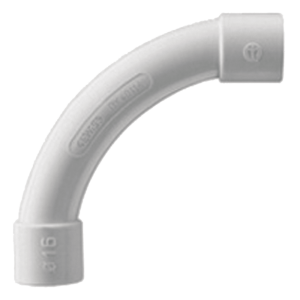 Curva de radio estrecho para tubería rígida, recomendado para cables de datos, PVC Auto-extinguible, de 40 mm