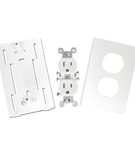 Contacto eléctrico doble, soporte y tapa color blanco de PVC auto extinguible,  para canaleta TEK100 (5591-10200)