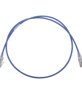 Patch Cord MC6 Modular Cat6 UTP, CM/LS0H, 0.91 Metros (3 Pies), Color Azul, Diámetro Reducido (28AWG)