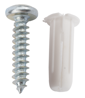 Paquete de 20 taquetes blancos  3/4" y 20 tornillos 8mm x 3/4" (1101-05002)