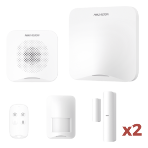 (AX HOME) KIT de Alarma AX HOME / Incluye: 1 Hub con batería de respaldo / 1 Llavero / 1 PIR / 2 Contactos Magnéticos / 1 Sirena / Wi-Fi / Compatible con Hik-Connect P2P y Hik-Partner PRO
