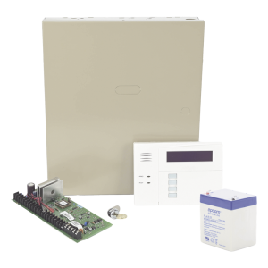Kit de panel de alarma híbrido de hasta 48 zonas con gabinete, batería y teclado con receptor inalámbrico