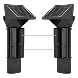 Detector Fotoelectrico Solar SFIRE SFA60 / 2 Rayos Infrarrojos / 60 m Exterior / 120 m Interior / Panel Solar Integrado / Bateria 4,000 mAh / 4 Frecuencias / IP65