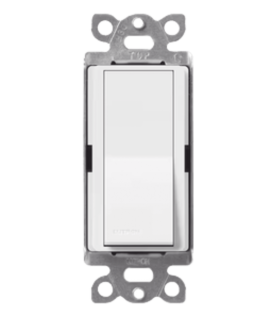 Interruptor de pared unipolar tipo paleta de 15 A, 120/277 V, para conmutación de iluminación y cargas de motor, línea Satin Colors en acabado Snow satinado
