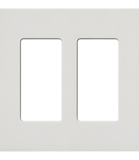 Placa de pared de 2 espacios sin tornillos visibles en acabado Snow satinado, compatible con atenuadores e interruptores Lutron Maestro, Diva, Claro y controles Pico