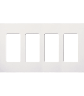 Placa de pared de 4 espacios sin tornillos, acabado satinado color Snow, para atenuadores e interruptores Maestro, Diva, Skylark y controles Pico