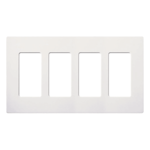 Placa de pared de 4 espacios sin tornillos, acabado satinado color Snow, para atenuadores e interruptores Maestro, Diva, Skylark y controles Pico