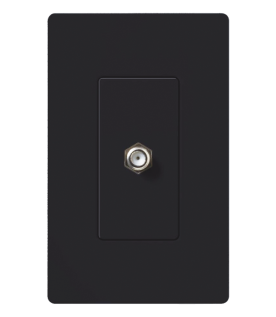 Salida de pared para cable coaxial con conector tipo F de 75 ohms, un puerto, apertura tipo designer, línea Satin Colors color Midnight