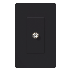Salida de pared para cable coaxial con conector tipo F de 75 ohms, un puerto, apertura tipo designer, línea Satin Colors color Midnight