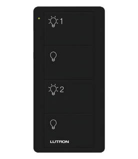 Control Pico inalámbrico de 4 botones color negro para encender y apagar 2 grupos de luces, compatible con Caseta Wireless, RA2 Select, RadioRA 2 y HomeWorks QS