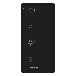 Control Pico inalámbrico de 4 botones color negro para encender y apagar 2 grupos de luces, compatible con Caseta Wireless, RA2 Select, RadioRA 2 y HomeWorks QS