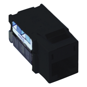 Jack RJ45 categoría 6 de 8 conductores tipo snap-in color negro para el marco de 6 puertos de la línea Claro