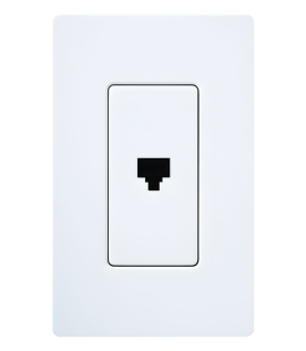 Jack telefónico de pared RJ11 de 6 conductores, diseño a ras de pared, color blanco, para placas Lutron Claro y Satin Colors (placa se vende por separado)