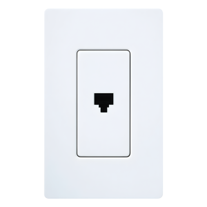 Jack telefónico de pared RJ11 de 6 conductores, diseño a ras de pared, color blanco, para placas Lutron Claro y Satin Colors (placa se vende por separado)
