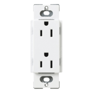 Tomacorriente dúplex 15 A 125 V de la línea Claro y Satin Colors en color Snow, para caja de pared estándar, placa se vende por separado