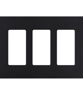 Placa de pared Satin Colors de 3 espacios sin tornillos visibles, acabado satinado color Midnight, para atenuadores, apagadores y accesorios Lutron de apertura Designer