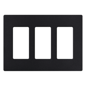 Placa de pared Satin Colors de 3 espacios sin tornillos visibles, acabado satinado color Midnight, para atenuadores, apagadores y accesorios Lutron de apertura Designer
