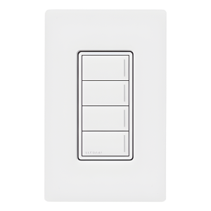 Botonera híbrida Sunnata de 4 botones, dimmer y teclado integrados en un solo dispositivo, para sistema RadioRA 3