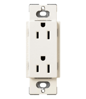 Contacto dúplex de pared 15 A con conexión a tierra, línea Satin Colors de Lutron, color Biscuit