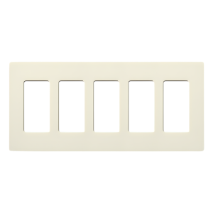 Placa de pared Satin Colors de 5 espacios sin tornillos visibles, color biscuit, para atenuadores, switches y controles Pico