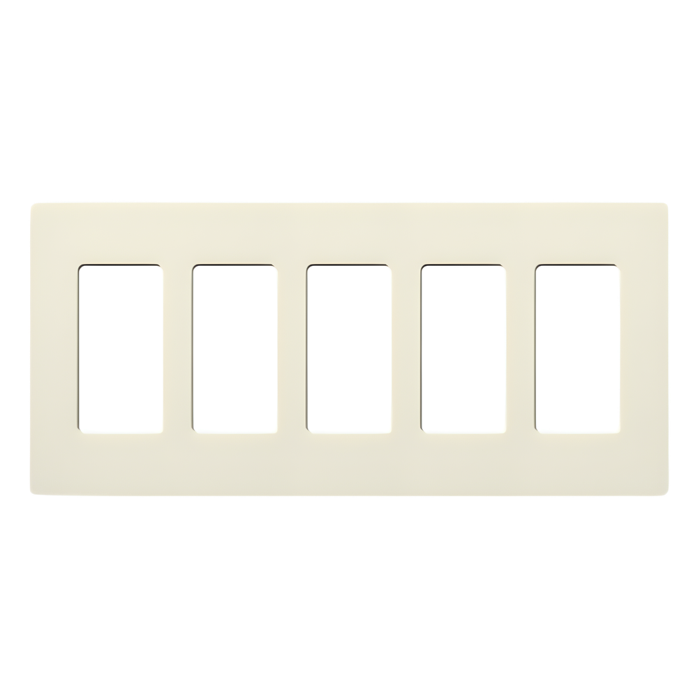 Placa de pared Satin Colors de 5 espacios sin tornillos visibles, color biscuit, para atenuadores, switches y controles Pico