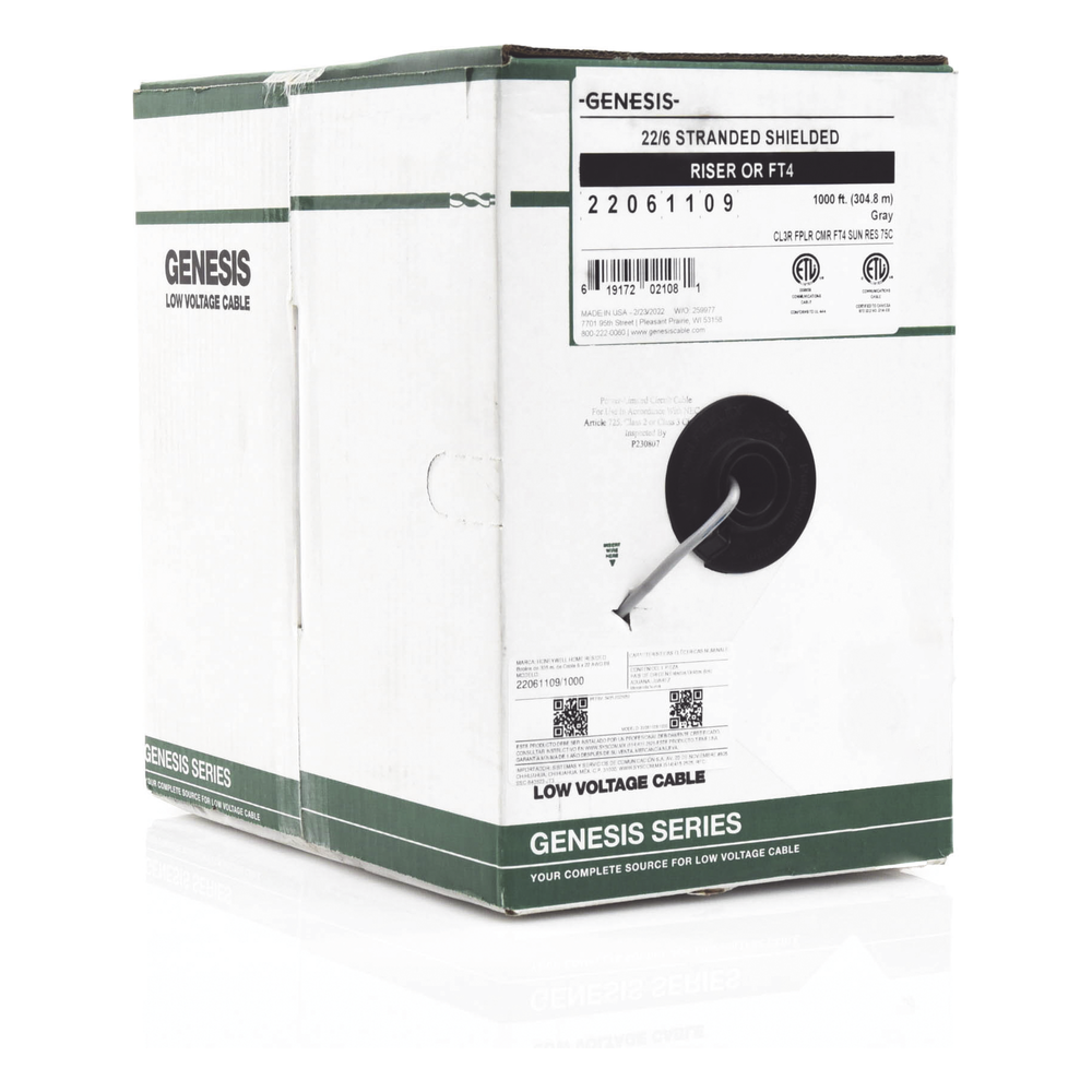 Bobina de 305 m (1000 ft) / Cable para Alarma 6x22 AWG / Blindado / Riser / Gris - Imagen 3
