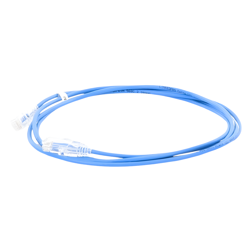 Cable de Parcheo Slim UTP Cat6A - 2 Metros (6.56 Pies) Azul, Diámetro Reducido (28 AWG) - Imagen 2