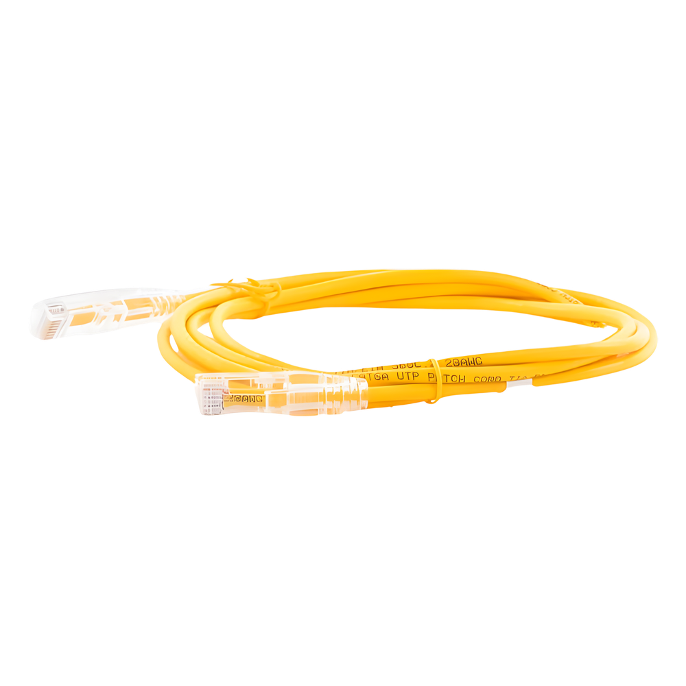 Cable de Parcheo Slim UTP Cat6A - 2 Metros (6.56 Pies) Amarillo, Diámetro Reducido (28 AWG) - Imagen 2