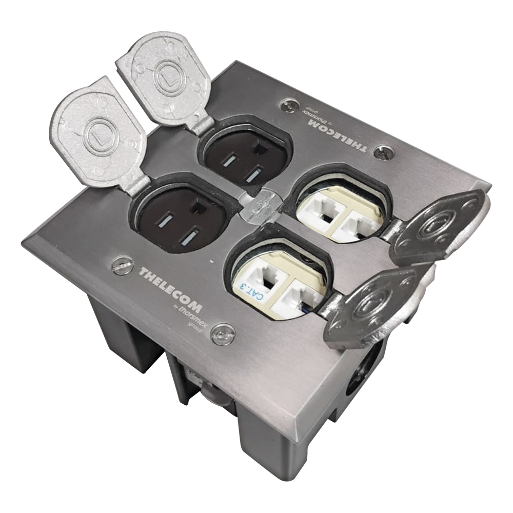 Caja de Piso con Tapa Abatible de Aluminio para| Energía + Voz/Datos para uso en Interior - Imagen 2