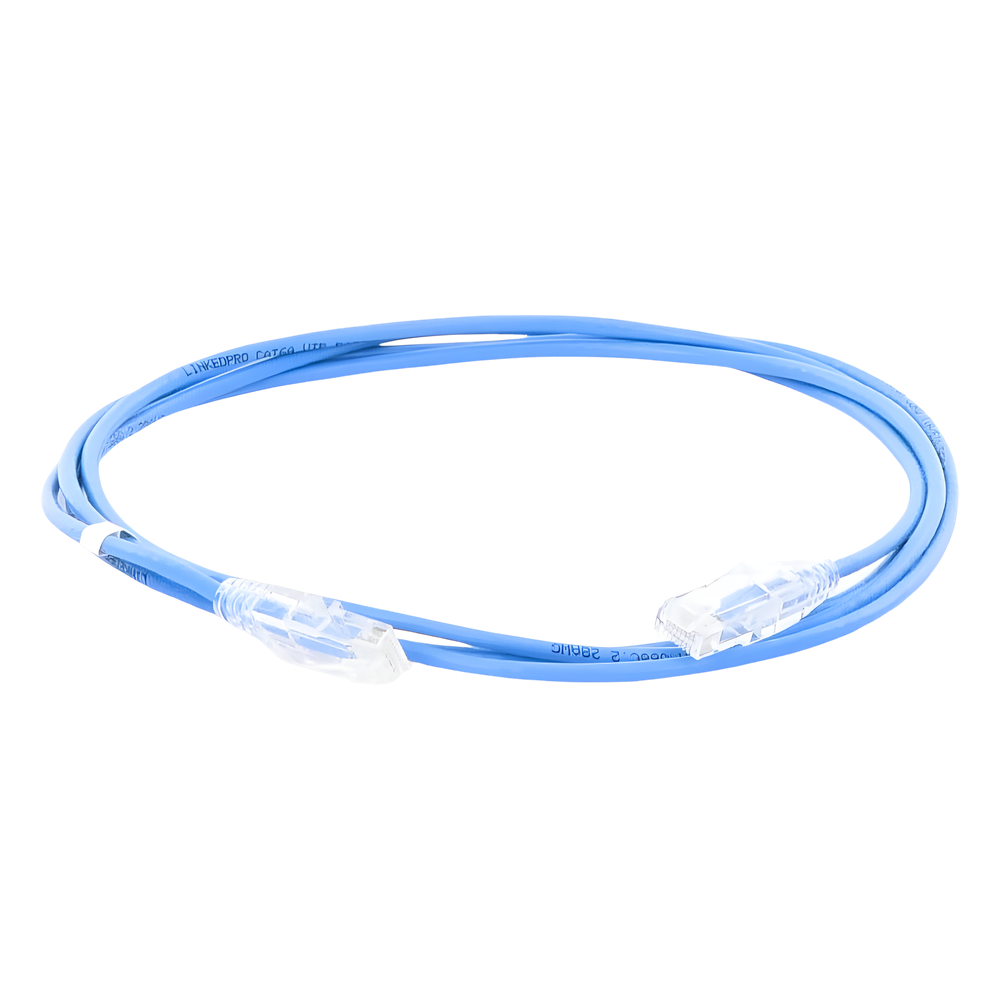 Cable de Parcheo Slim UTP Cat6A - 2 Metros (6.56 Pies) Azul, Diámetro Reducido (28 AWG) - Imagen 3