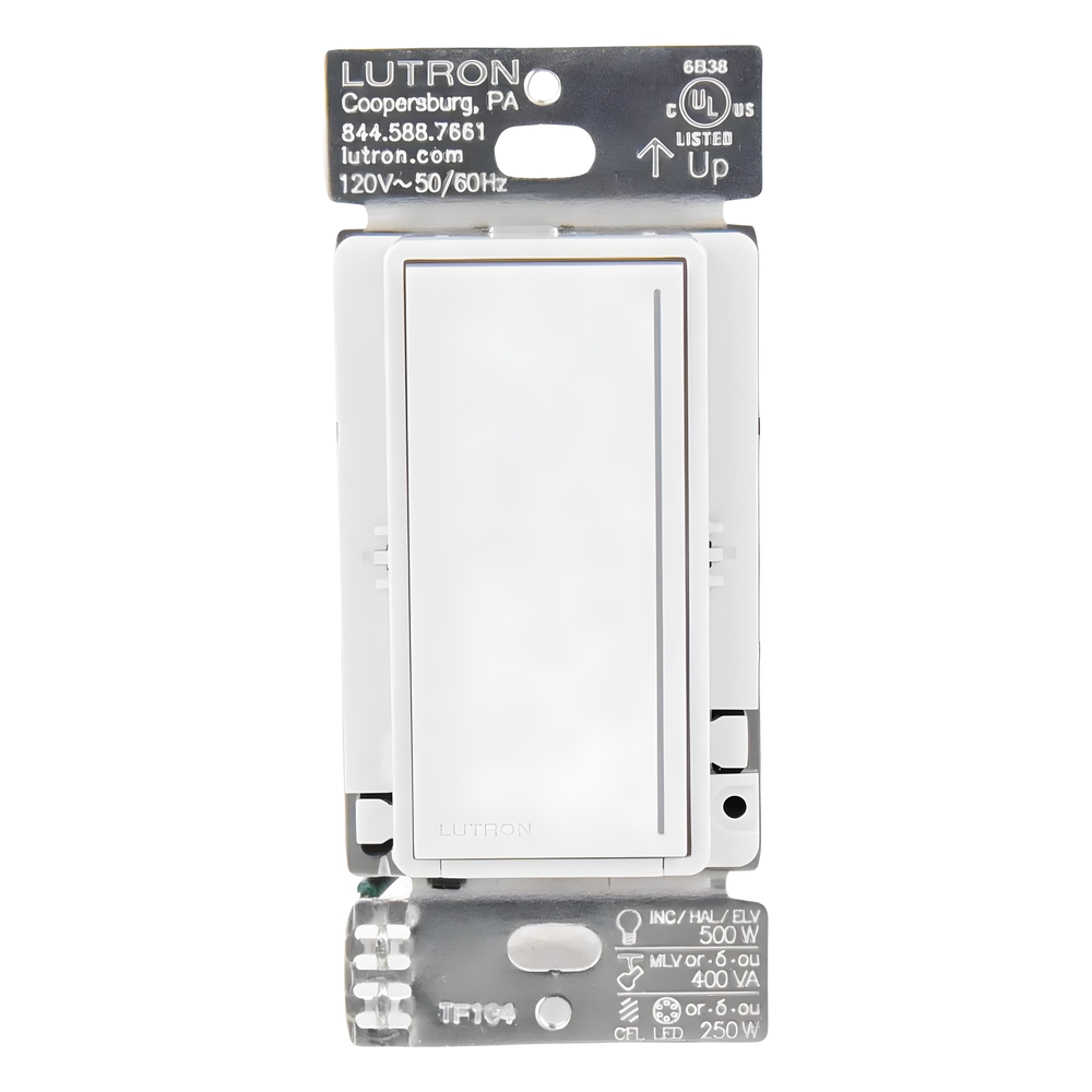 Atenuador de pared táctil Sunnata Pro LED+ con barra de luz, 250 W LED o 500 W incandescente a 120 V, requiere neutro, color blanco brillante, para sistema RadioRA 3 - Imagen 4