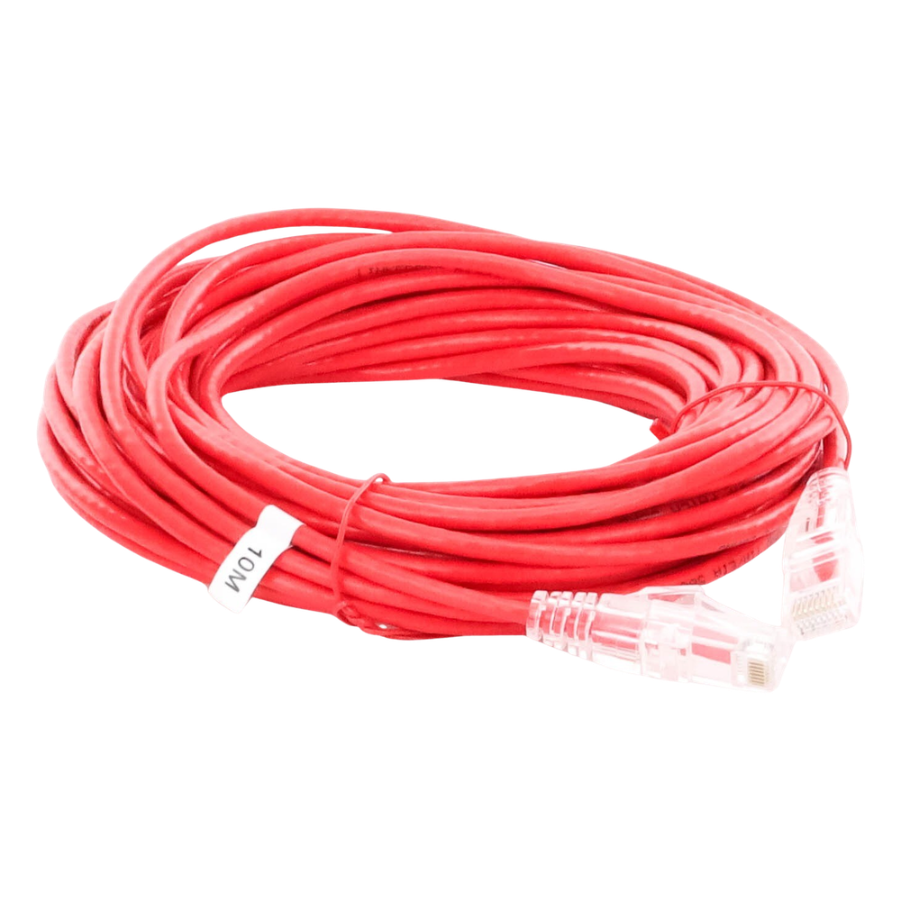 Cable de Parcheo Slim UTP Cat6A - 10 Metros (32.81 Pies) Rojo Diámetro Reducido (28 AWG) - Imagen 4