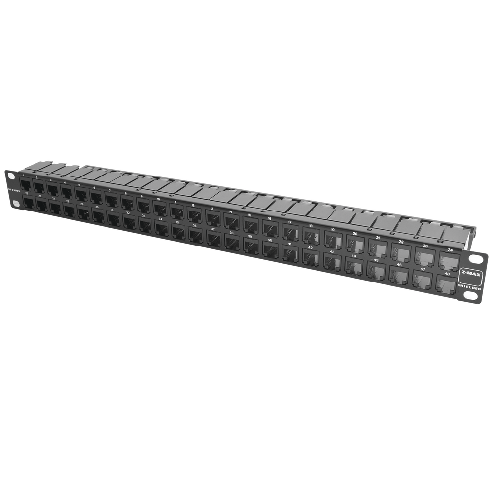 Patch Panel Z-Max de 48 Puertos, Blindado, Precargado con Jacks Categoría 6A, Plano, 1UR - Imagen 4