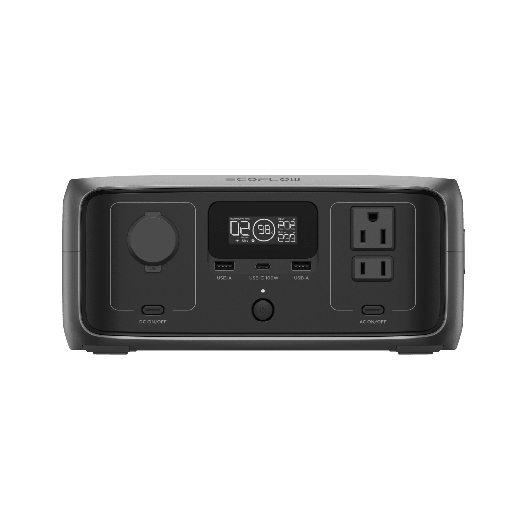 EcoFlow River 3 | Estación de Energía Portátil 245Wh Litio LFP / 2 AC 300 W (Max. 550W) / 1 USB-C 100W / 2 USB -A 12W / Cargador de Coche 8A a 12 o 24V / Conectividad WiFi y Bluetooth (App) / Carga Solar 110W Max. - Imagen 4