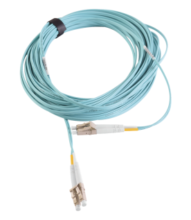Jumper de Fibra Óptica Multimodo 50/125 XGLO OM3, LC-LC Duplex, OFNR, Color Aqua, 10 Metros (32.81 Pies)
