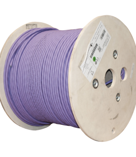 Bobina de Cable Blindado S/FTP de 4 Pares, Cat7A, Inmune a Ruido e Interferencias, LS0H (Bajo Humo, Cero Halógenos), Color Violeta, 305 Metros (1000 Pies)