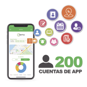 Licencia para realizar checadas de asistencia desde Smartphone (APP) con envío de fotografía y ubicación por GPS / Compatible con BIOTIMEPRO / Licencia para 200 usuario