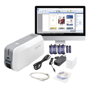 Kit de Impresora tarjetas de PVC / Puede Crecer a Laminador/ Una Cara / Incluye: 2 x Ribbon a Color, 100 Tarjetas PVC, Kit de Limpieza, Software