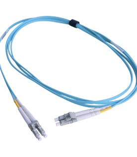 Jumper de Fibra Óptica Multimodo 50/125 OM3 XGLO, LC-LC Duplex, OFNR, Color Aqua, 1 Metro (3.28 Pies)