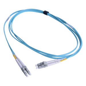 Jumper de Fibra Óptica Multimodo 50/125 OM3 XGLO, LC-LC Duplex, OFNR, Color Aqua, 1 Metro (3.28 Pies)