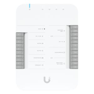 UniFi Access Hub Door, puede conectar 2 lectores y 2 cámaras (no incluidos) para controlar solo una puerta / 2 terminales AUX y 4 entradas adicionales (sensores y botones) POE 802.3bt no incluido