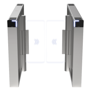 Torniquete Swing PREMIUM / Iluminación LED / 12,000,000 Ciclos MCBF / Incluye Lectores de Tarjeta y Panel de Acceso / 14 Pares de IR / Carril de 90 cms / Compatible con Reconocimiento Facial / Incluye Izquierdo y Derecho