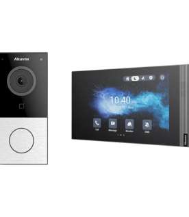 Kit Akuvox WIFI E12W + S562W / 100% en la Nube / POE / Bluetooth / NFC / Lector de Tarjetas MIFARE / ONVIF / IP65 / Cámara 2 MP / Botón con Iluminación / Control de 1 Puerta / Entradas de Alarma