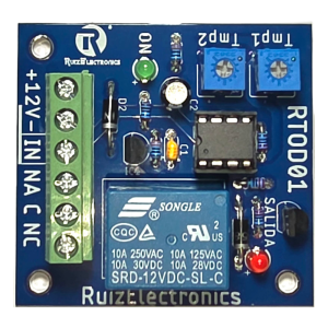 Tarjeta Temporizadora RTOD01 / Retardo 0-60 segundos / Duración 0-60 segundos / Alimentación 12VDC / Salida Relevador NA-NC-C / Indicadores LED