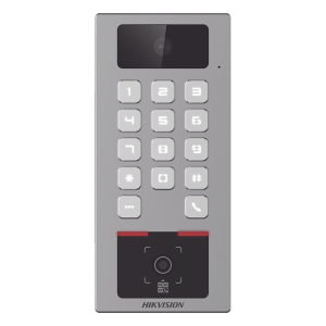 (PoE / 2 Relays) Teclado con Lector Físico de QRs para Exterior Antivandálico IP65 & IK09 con función de Videoportero Multiapartamento / Tarjeta, Código QR, PIN o App HikConnect  / Cámara 2 MP compatible con NVRs /
